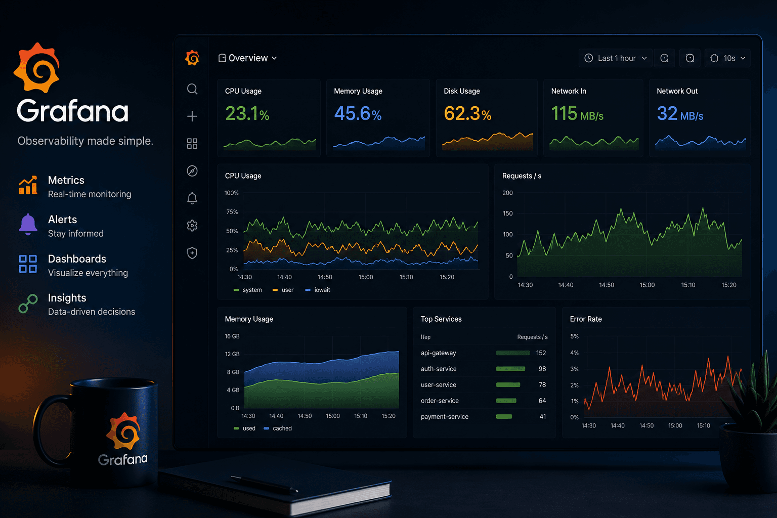 Minimal Grafana Supervision Dashboard with Docker Compose